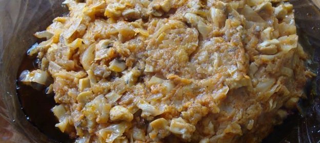 Капустная запеканка с грибами