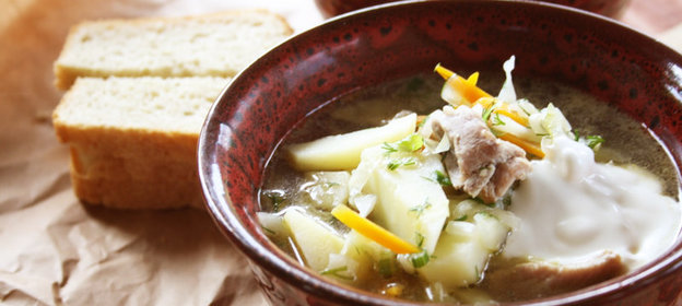 Щи в казане на мангале