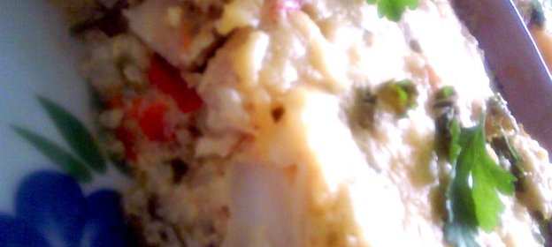 Запеканка из цветной капусты с рыбой