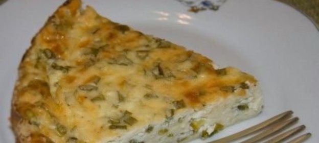 Сырная запеканка с зеленым луком