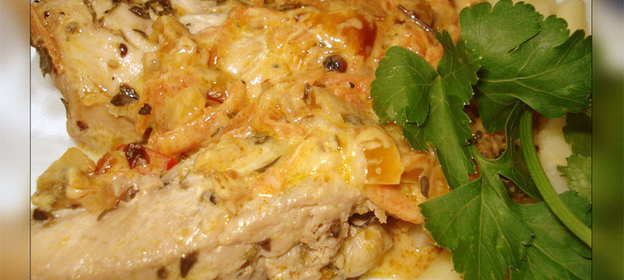 Куриное филе, но главное соус к нему МОРКОВНО-АПЕЛЬСИНОВО-СЛИВОЧНЫЙ с тимьяном