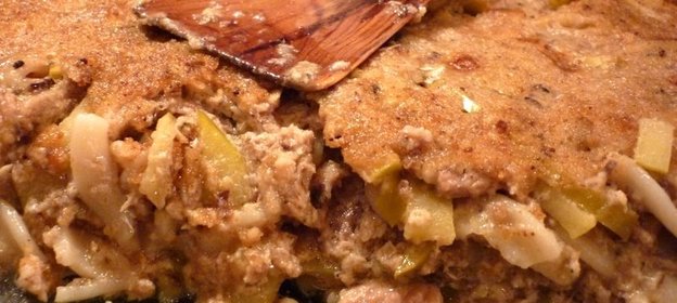 Запеканка из макарон и рыбных консервов