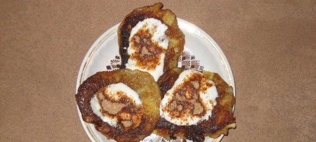 Оладьи из овсяных хлопьев с яблоками