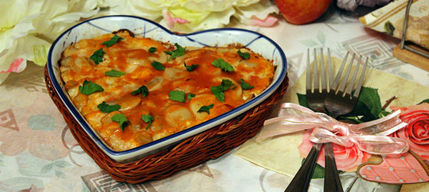 Запеканка из курицы с кускусом и грибами Пламенное сердце