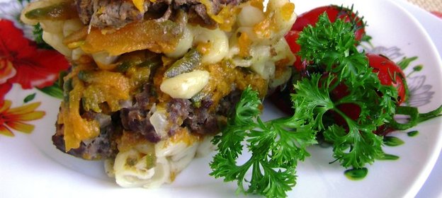 Запеканка из макарон и тыквы с фаршем или ну очень ленивые манты. Воскресный тыквенный обед. ФМ