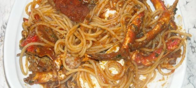 Spaghetti alla margherita Спагетти с крабом