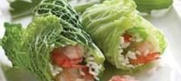 Голубцы из савойской капусты с креветками