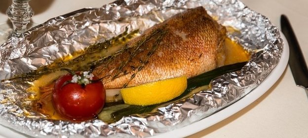 Черноморский окунь в фольге
