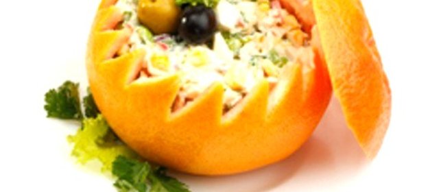 Морепродукты в грейпфруте