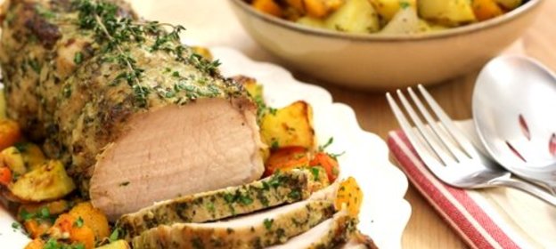 Овощи со свининой в духовке