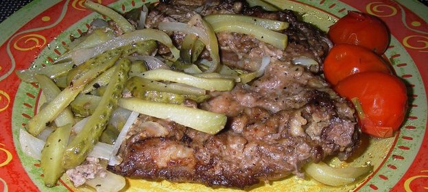 Пикантный стейк из телячьей печени