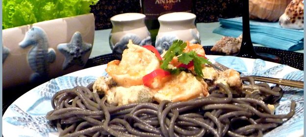 Спагетти с морепродуктами в мультиварке ( Тест-драйв )