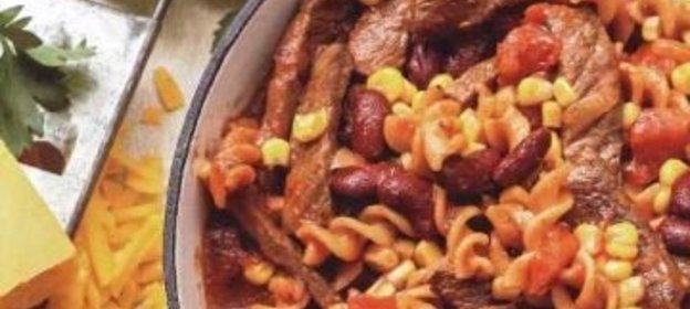 Паста с мясом и фасолью