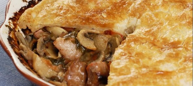 Запеканка с мясом и грибами