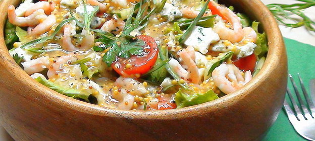 Зелёный салат с креветками и голубым сыром для Светочки swet1 в честь её Дня рождения