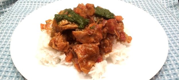 Тажин из морского окуня с черемулой