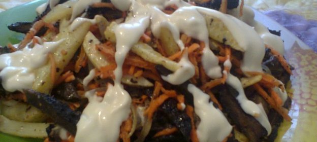 Салат с печенью и картофелем