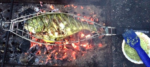 Дорада на гриле под быстрым маринадом из петрушки