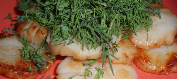 Морской гребешок жареный