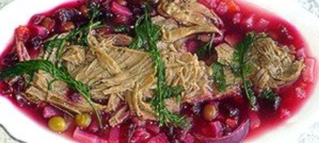 Мясо с винегретом в желе