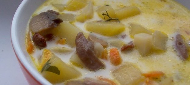 Щи с грибами и фасолью