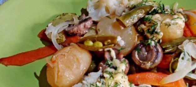 Суп-пюре с овощами и хлебом