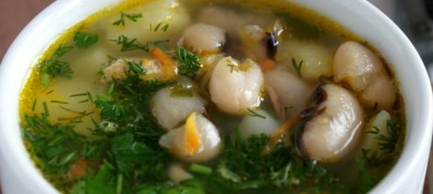 Суп с фасолью, на курином бульоне