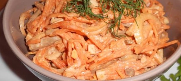 Салат печеночно-морковный