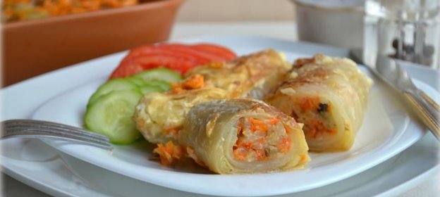 Постные голубцы с рисом, грибами и оливками