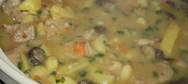 Рагу с телятиной на курином бульоне