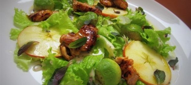 Салат с цыплёнком и авокадо под мятным соусом