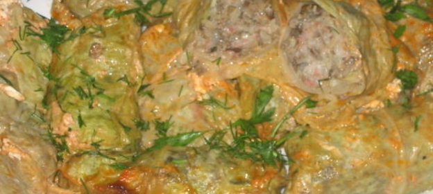 Голубцы из савойской капусты с грибами