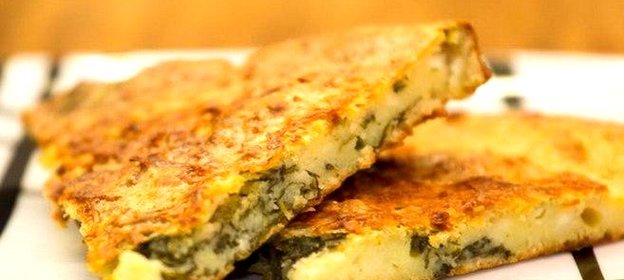 Творожная лепешка с полентой