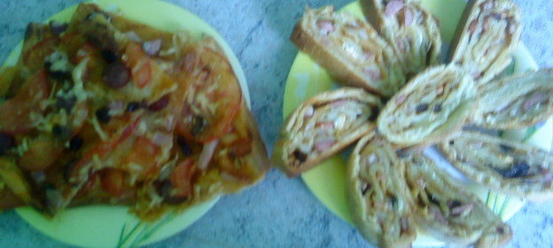 Пицца и рулет на тане