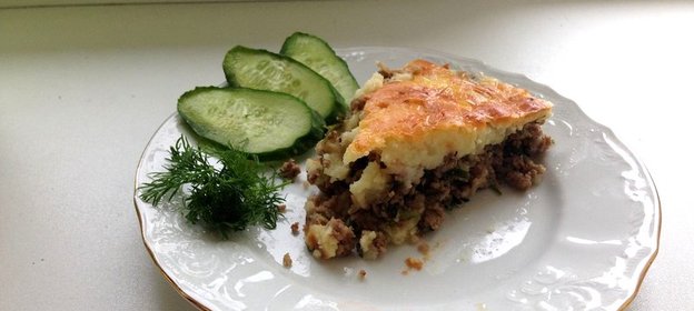Картофельная запеканка с фаршем и зеленью