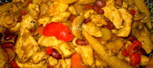 Индюшиная грудинка с овощами