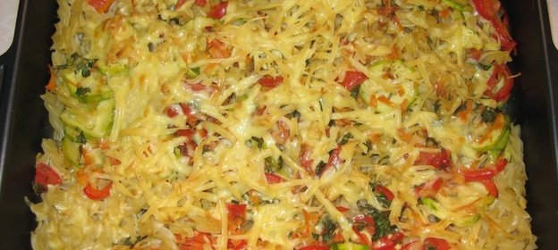 Овощи запеченные с макарошками