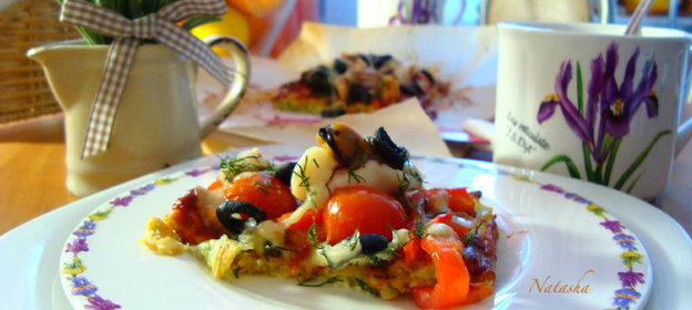 Пицца кабачковая с морепродуктами