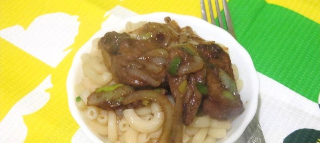 Макароны с печенью