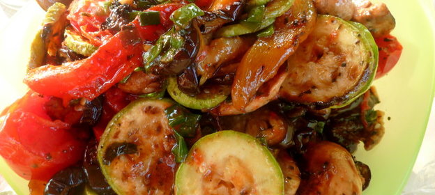 Овощи с грибами на гриле