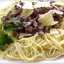 Спагетти с говядиной и грибами в сливочном соусе