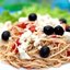 Спагетти с фетой и оливками