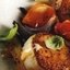 Жареные морские гребешки с печеными овощами