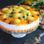 Бисквитный торт с творожным муссом и персиками