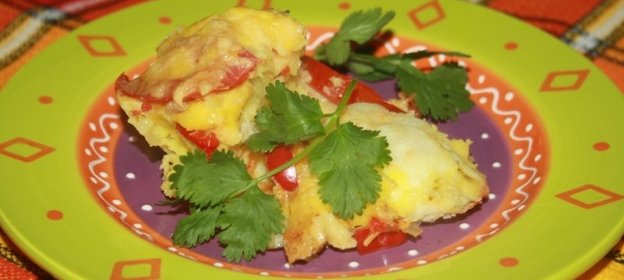 Овощная запеканка с цветной капустой, сладким перцем и помидорами