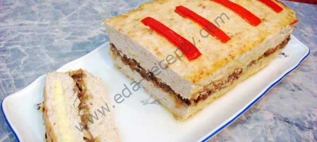 Куриный хлеб с сыром и грибами