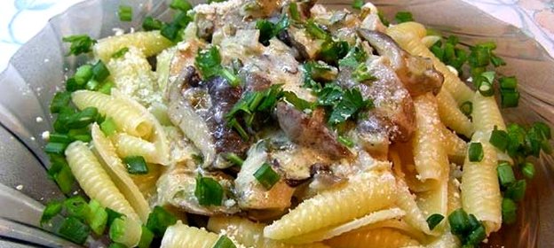 Паста с вешенками в сливочном соусе