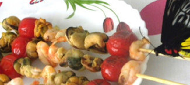 Средиземноморский шашлычок из морепродуктов