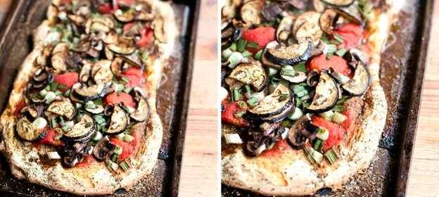 Пицца с баклажанами и грибами