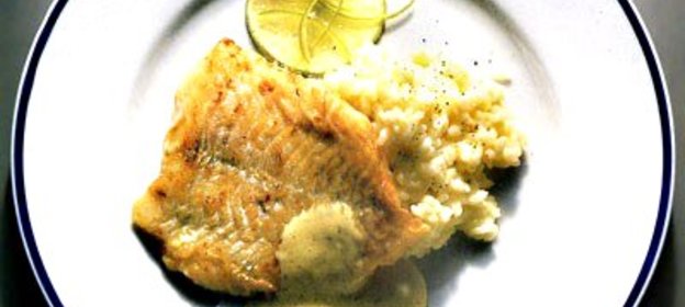 Морской окунь с фенхелем и кисло-сладким рисом